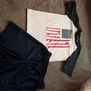 Boys rash guard summer shorts set.